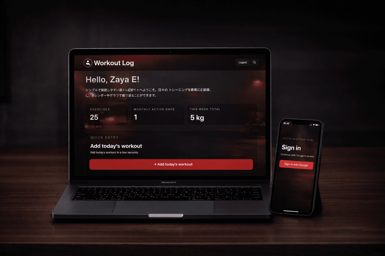Workout-log Case study